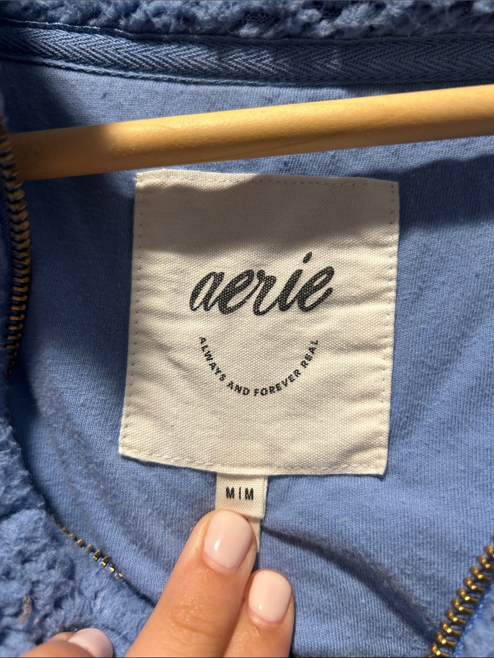 Aerie Light Blue Sherpa Half-Zip Pullover - Picture 2 of 2